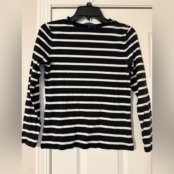 Lauren Ralph Lauren Tops - Lauren Ralph Lauren Striped Long Sleeve Top with Button Accents